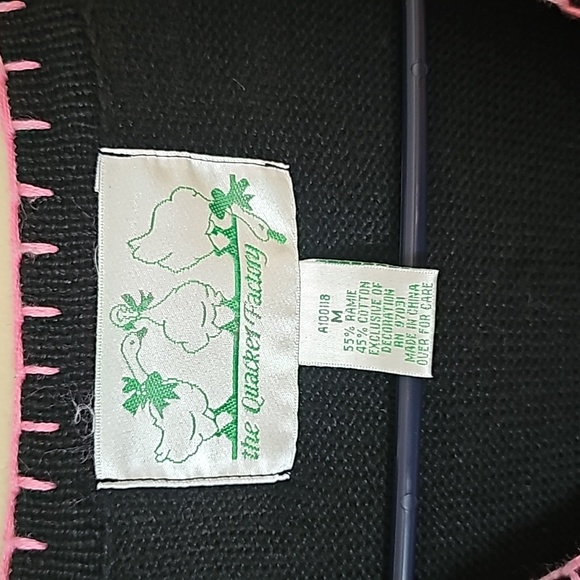 Quacker Factory Vintage Flamingo  Cardigan Sweater Black Sz M EUC - Picture 5 of 10